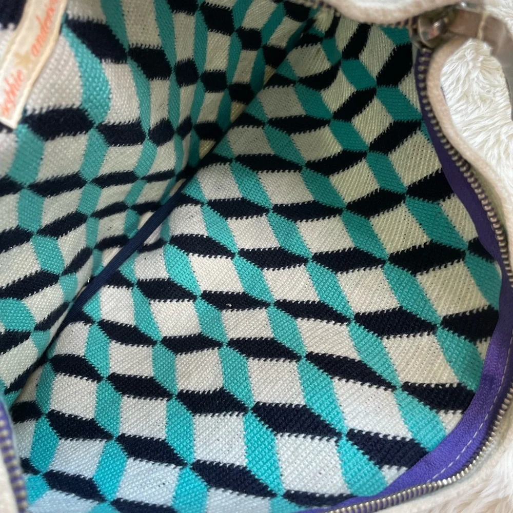 Sophie Anderson Blue Geometric Woven Clutch - Picture 4 of 4